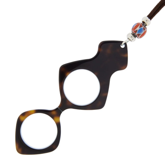 Flippan'Look classic reading glasses with elegant necklace chain - Handcrafted three-layer acetate eyewear with hands-free design