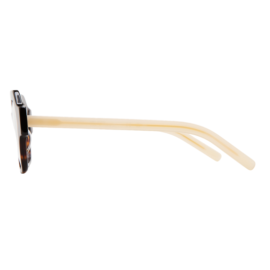 KALEOS Van Dyne Brown prescription glasses - side view showing architectural acetate design
