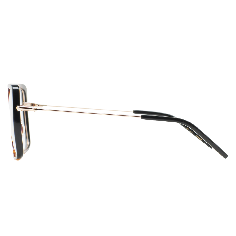 KALEOS Rainey Brown prescription glasses side view - modern square frames with combined acetate and steel construction