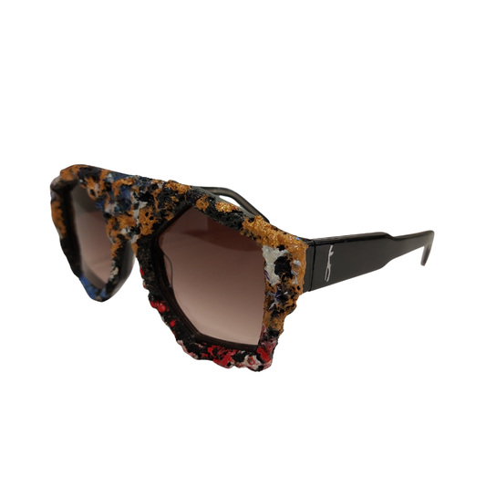 CLARISSA OLIVERIO ART STARS detail mixed-media acrylic resin sand artisan sunglasses collector eyewear made in Italy