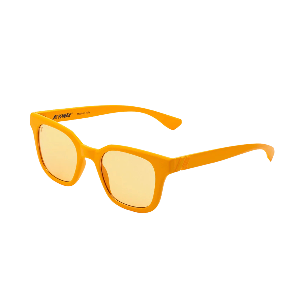 K-WAY Adventurier yellow sunglasses side view showing frame details and lens quality