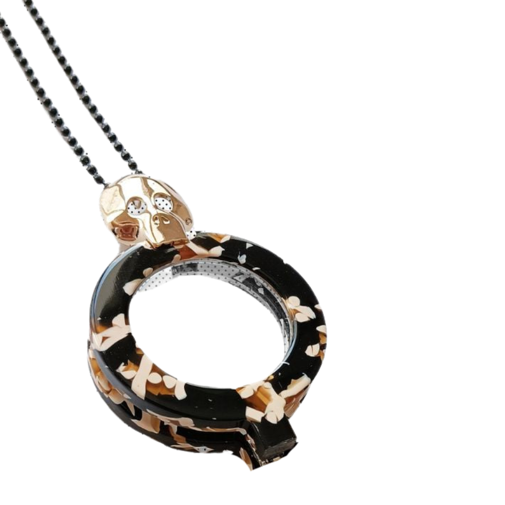 FLIPPAN'LOOK Calavera Jaspe Reading Glasses - Artisanal Speckled Brown Acetate Skull Design Detail