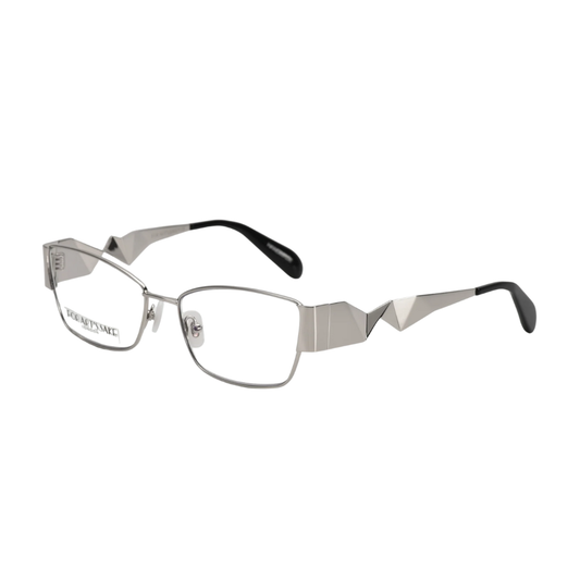 FOR ART'S SAKE ORIGAMI rectangular cat-eye sunglasses - side view showing origami-inspired pleated temple detail