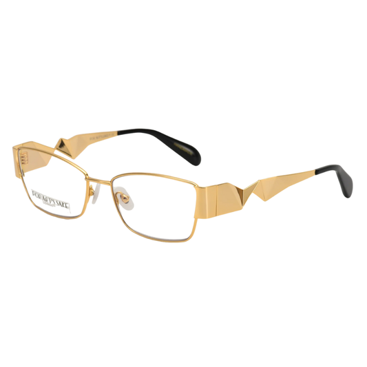 FOR ART'S SAKE ORIFAMI GOLD eyeglasses side view origami-inspired pleated temples refined elegance wearable art