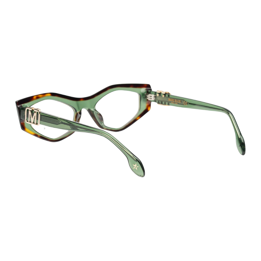 MARC ELLIS Lorena green crystal frame detail and craftsmanship
