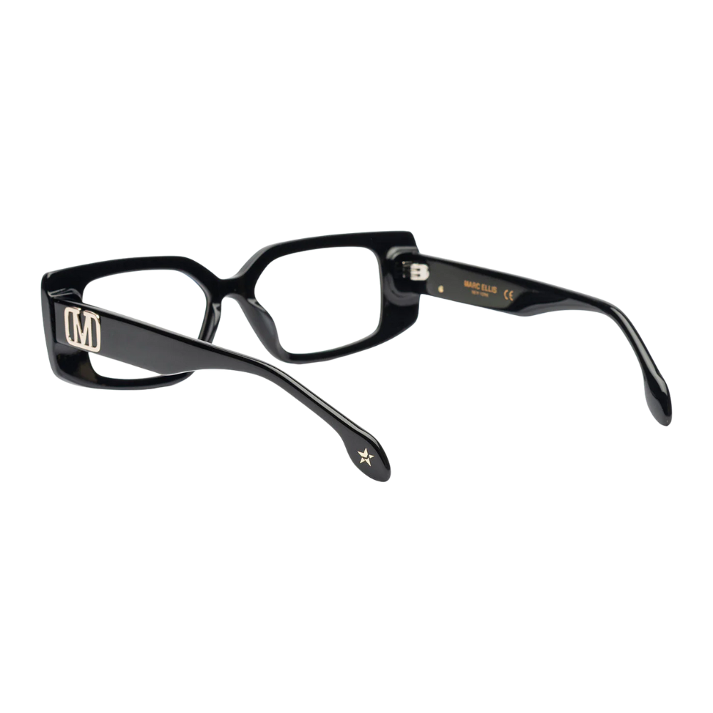 MARC ELLIS Luana black eyeglasses frame detail and craftsmanship
