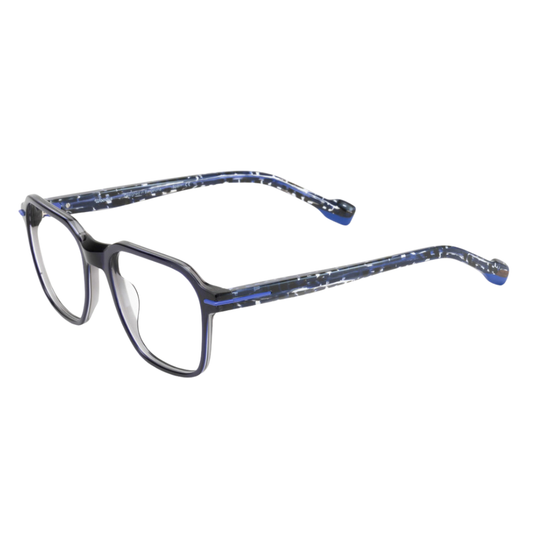 WOODYS Luc 01 prescription glasses side view - square frames with signature wooden temple tips