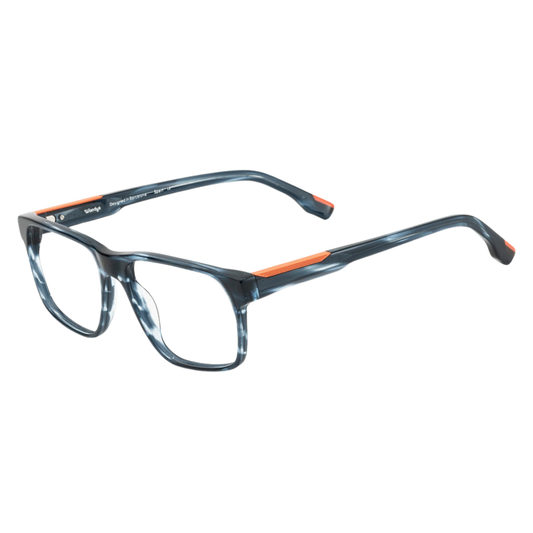 WOODYS Piaget 02 prescription glasses side view - square frames with colored metal temple accent and wood inlay