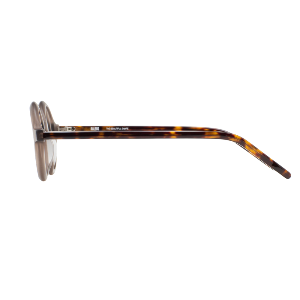 KALEOS Seavers Brown prescription glasses side view - classic round frames in warm brown acetate