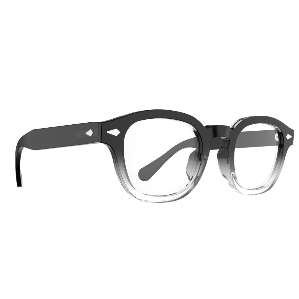 Original Vintage Ischia eyeglasses front view - classic round frames in black and transparent acetate