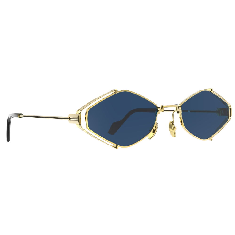 Original Vintage Sunglasses Twenties TW01 - gold steel frame midnight blue lenses
