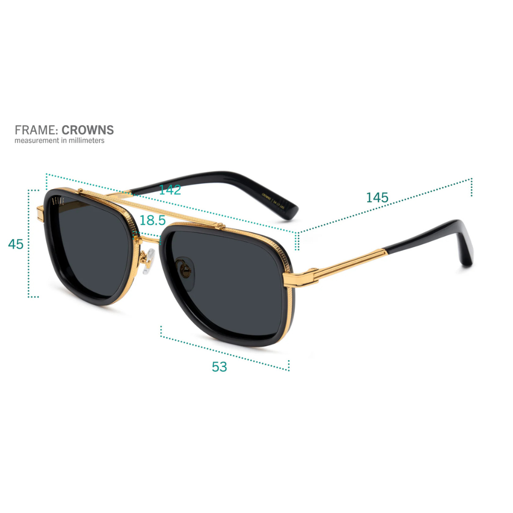 9FIVE Crowns Black & Gold Jade photochromic sunglasses with original case and premium packaging