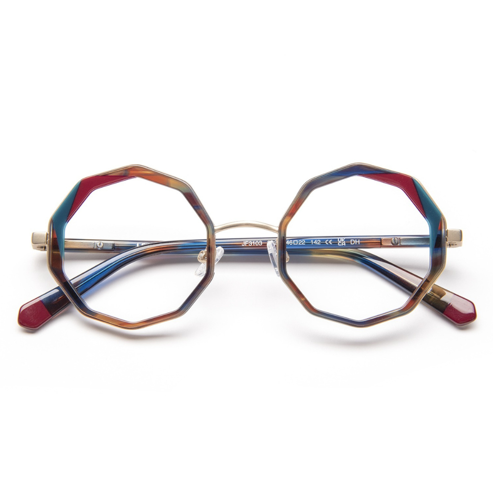 J.F.REY JF3103 contemporary acetate and metal eyeglasses with satin bridge and flex temples – front view