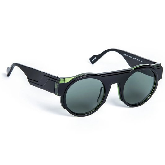 J.F.REY Bart Black/Green sunglasses – side profile showing precision milled acetate texture and temple detail