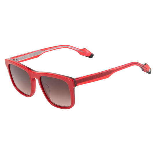Woodys x Queen Rock C02 sunglasses – three-quarter view showing guitar-engraved metal core and laminated end-pieces