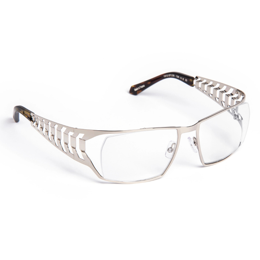 J.F.REY ICONIC40 C1313 – Detail of stainless steel front and acetate end-tips, collector's edition designer eyewear