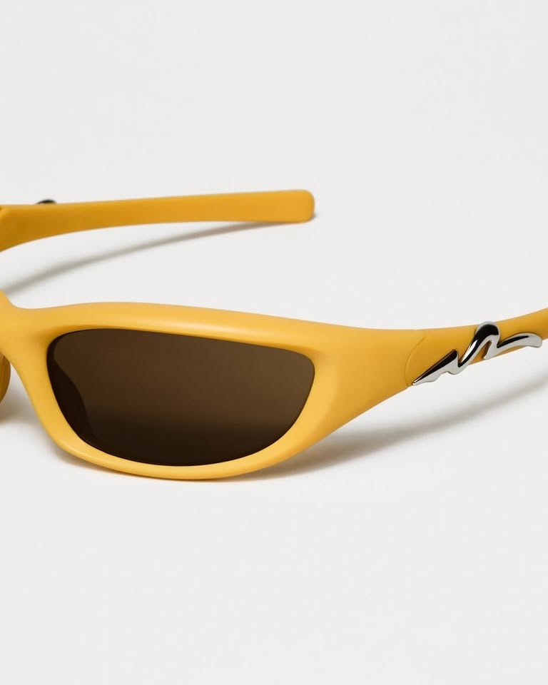 CHIMI POGBA YELLOW sunglasses close-up bold yellow frame athletic style Swedish craftsmanship
