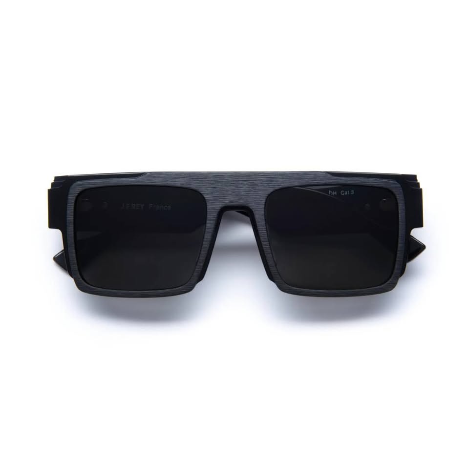 J.F.REY BRYAN sculptural milled acetate sunglasses front view cybernetic design polarized lenses