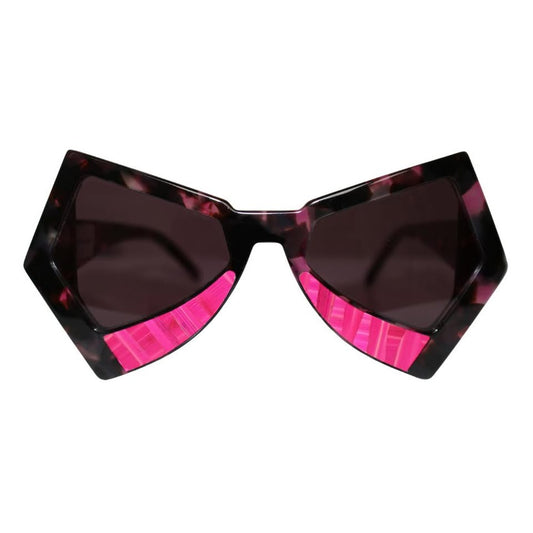 CLARISSA OLIVERIO BUTTERFLY VERY PINK straw marquetry butterfly shape handmade sunglasses luxury artisan eyewear Italy
