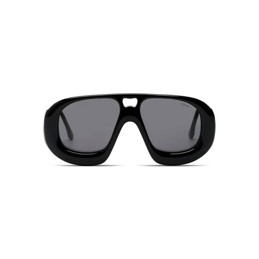 KOMONO AD FUNDUM BLACK bold sunglasses front view unique shape post-party aesthetic