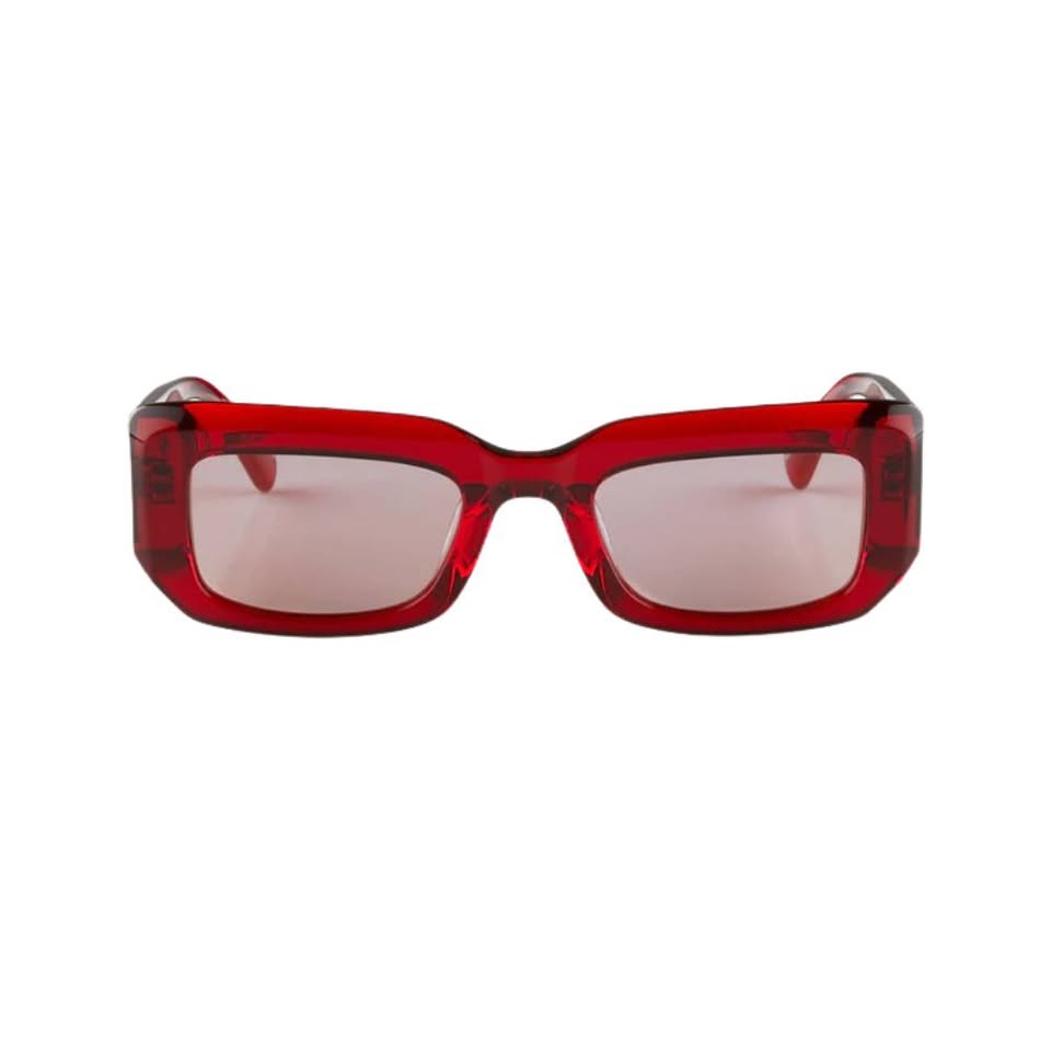 OSCARXFRANK CORTEZ sunglasses red mirrored lenses front view Essilor UV protection