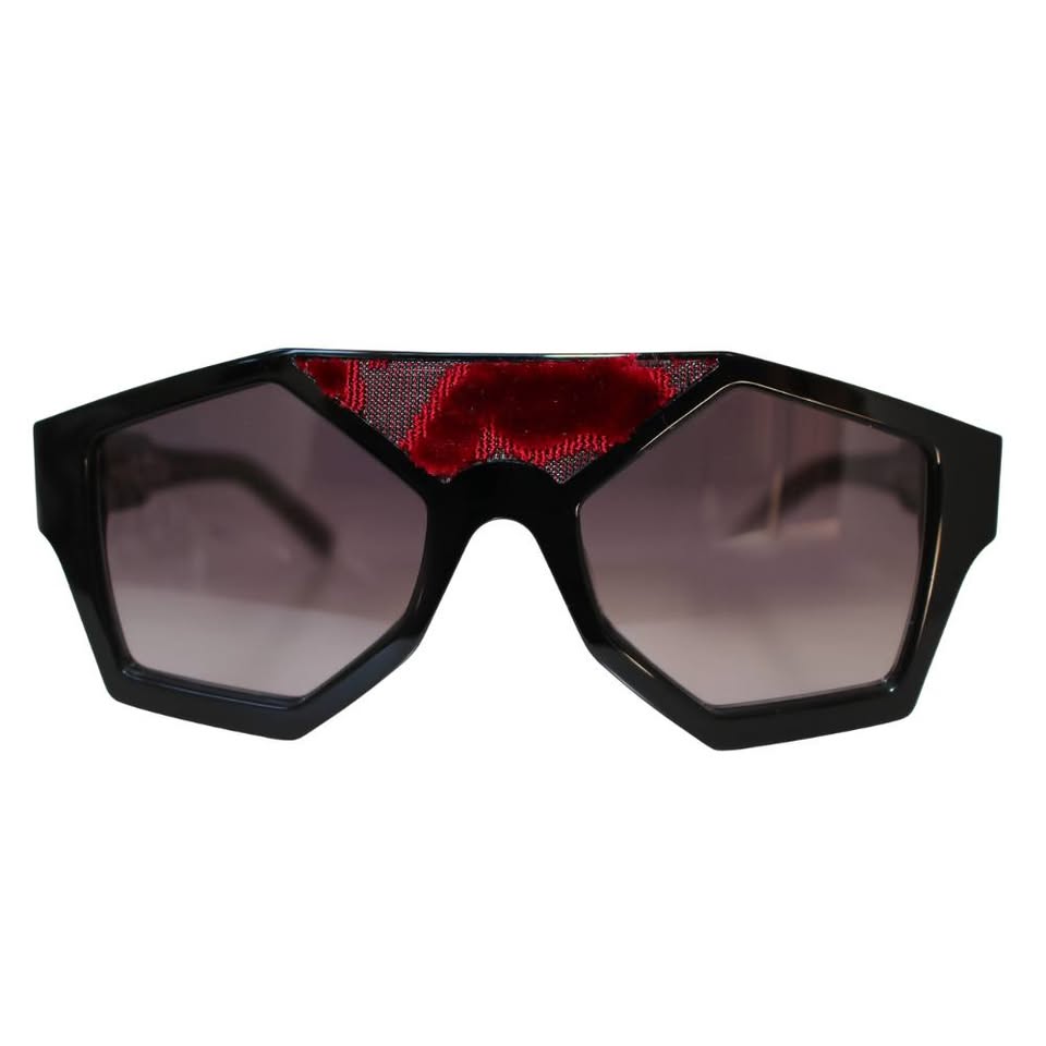 CLARISSA OLIVERIO MARZOCCO black sunglasses handmade Florentine velvet 19th century Italian artisan luxury eyewear

