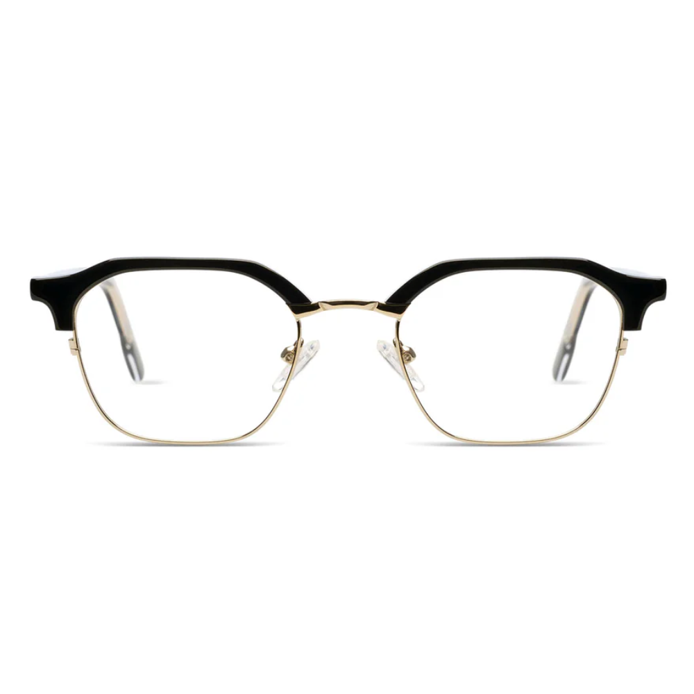 KOMONO Hugo Black Rain Silver acetate eyeglasses front view
