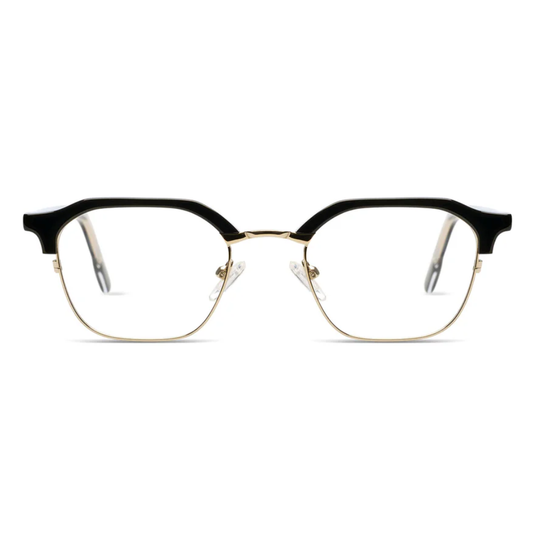 KOMONO Hugo Black Rain Silver acetate eyeglasses front view

