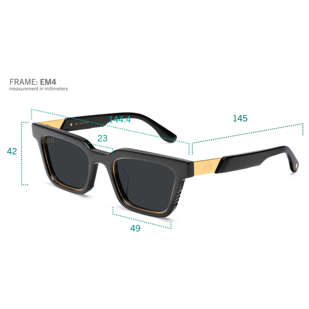 9FIVE x Arts-Rec EM4 side view – animal print acetate inner temple with 9FIVE and Arts-Rec dual logo on outer temples
