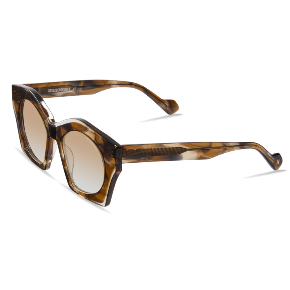 KREUZBERGKINDER NOGA HAVANA YELLOW sunglasses side view artistic style contemporary German craftsmanship
