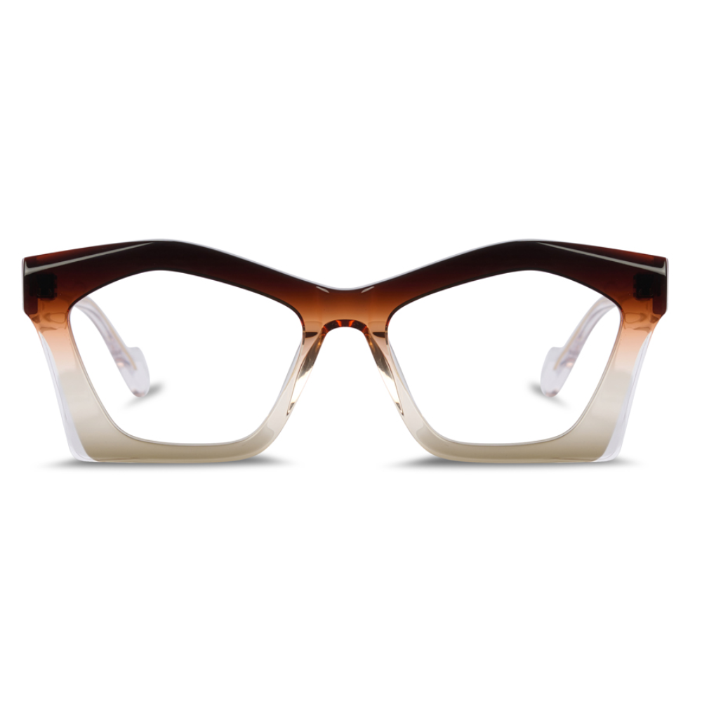 KREUZBERGKINDER KARMA ORANGE CRYSTAL unique eyeglasses front view bold Berlin designer frame handcrafted acetate orange crystal
