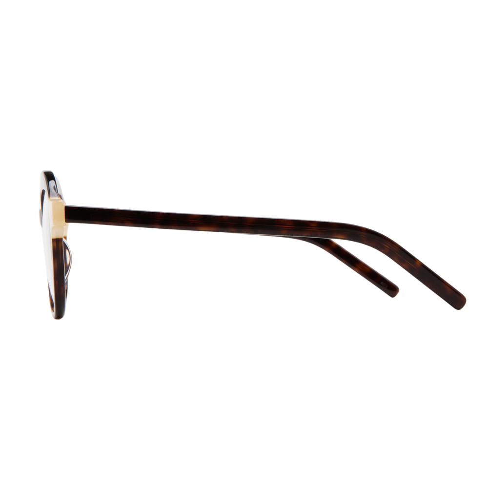 KALEOS Rink Brown prescription glasses - side view showing tortoiseshell acetate pattern
