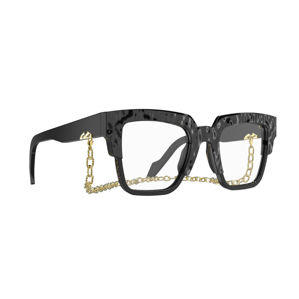 NAPLES WAWE NW01 BLACK vintage eyewear clear lenses total black design urban chic style Italian artisan quality
