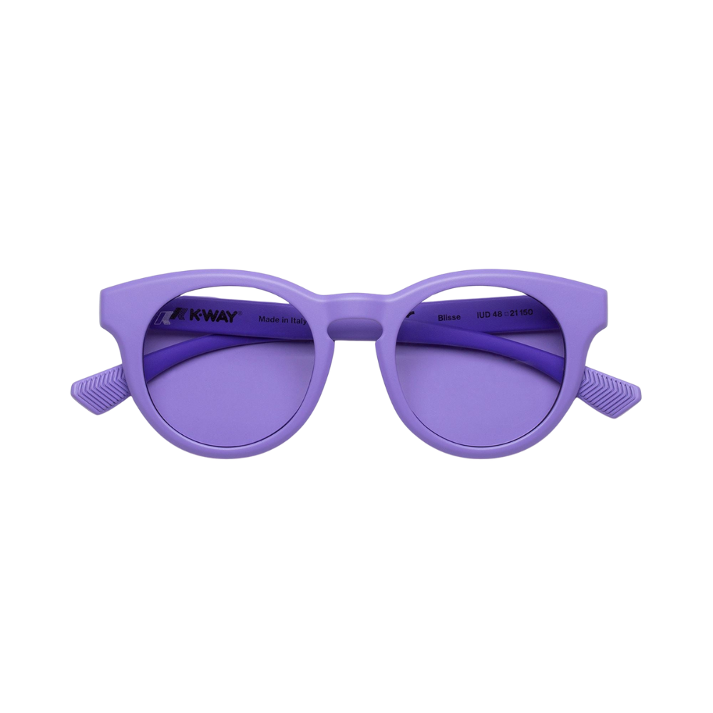 K-WAY Blisse violet sunglasses side view showing refined frame details and premium lens quality
