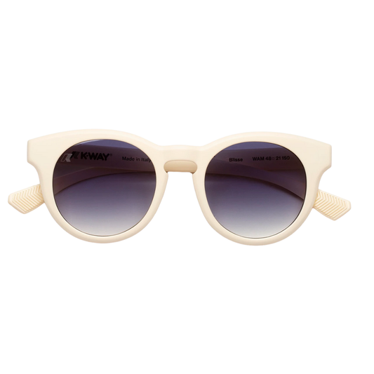 K-WAY Blisse white sunglasses side view showing refined frame details and premium lens quality
