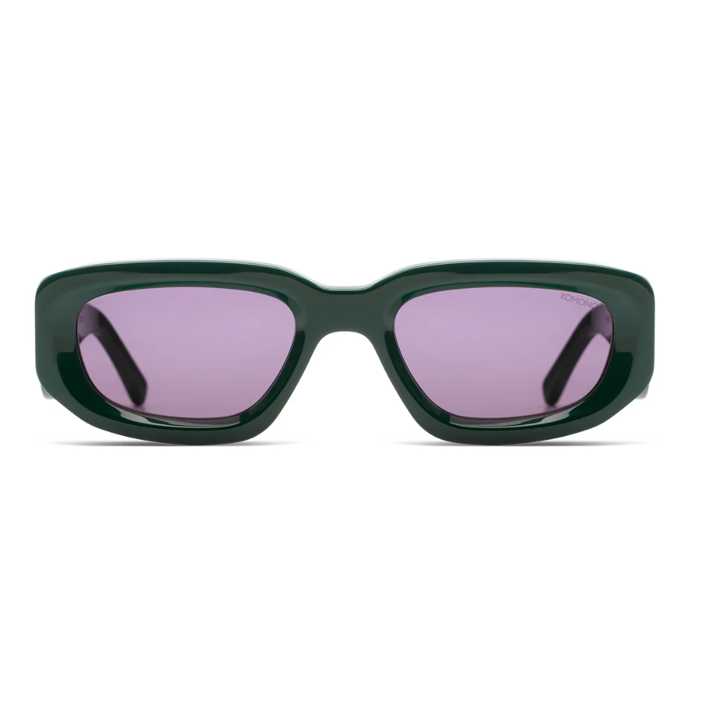 Komono Rex Green Splash sunglasses - front view showing unique green pattern and contemporary frame design
