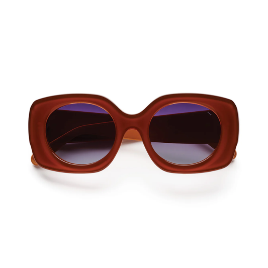Komono Mariah Amber sunglasses - front view showing classic frame design with warm amber finish
