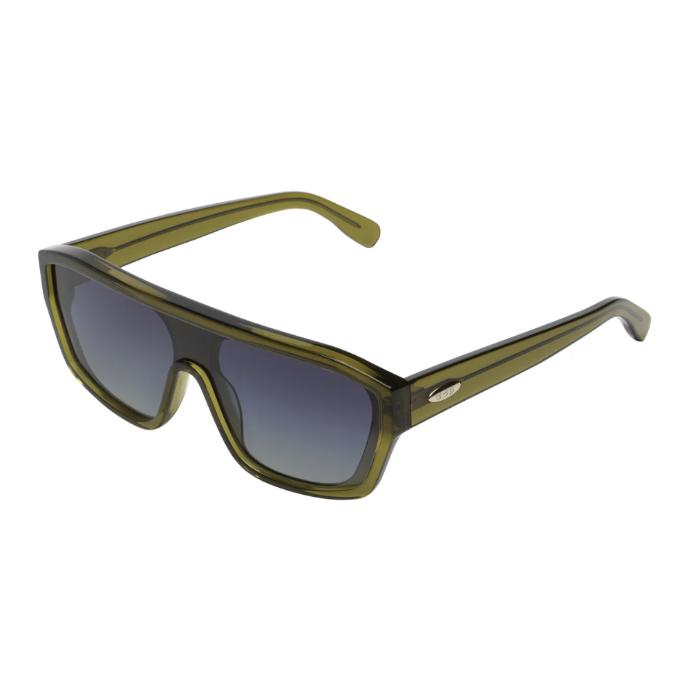 Komono Vice Moss eyewear - side profile detail with eco acetate frame and polarized revo lenses
