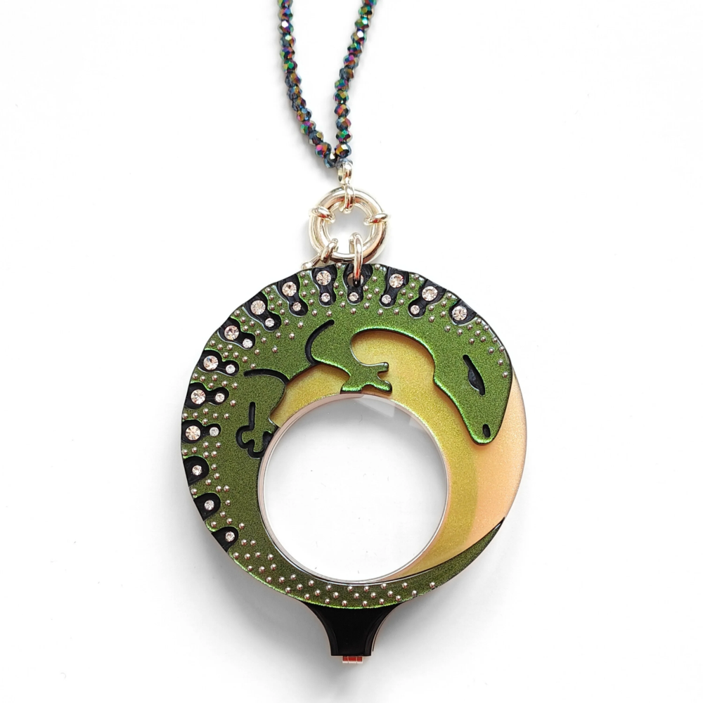 FLIPPAN'LOOK Green Ocellated Lizard Eyeglasses - Iberian Lagarto Design Front View
