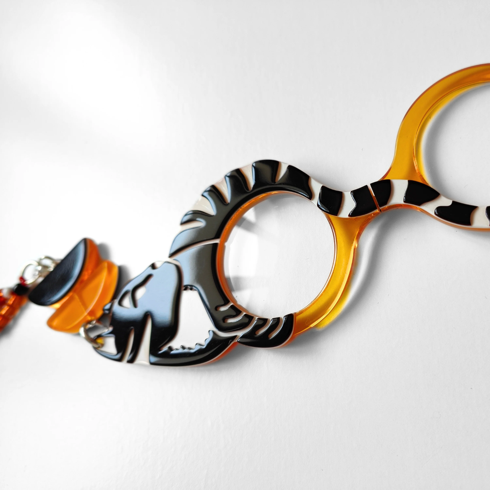 FLIPPAN'LOOK Foldable Reading Glasses - Andy Warhol Style Orange Cat Design Artisanal Eyewear
