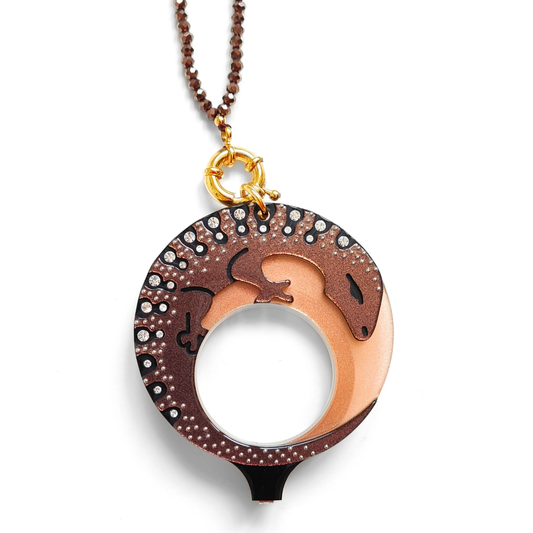 FLIPPAN'LOOK Pink Ocellated Lizard Eyeglasses - Lagarto de la Magdalena Iridescent Design Front View
