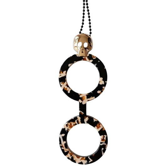 FLIPPAN'LOOK Skull Eyeglasses Brown - Hand-Modeled Punk Rock Design Gold Details Front View
