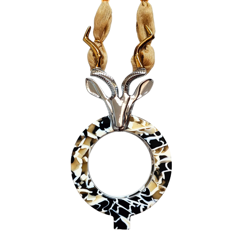 FLIPPAN'LOOK Kudu Antelope Eyeglasses - Savannah Collection Hand-Modeled Silver Gold Design Front View
