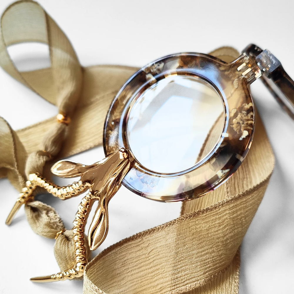 FLIPPAN'LOOK Impala Marrón Reading Glasses - African Inspired Ochre Beige Golden Acetate Detail
