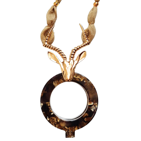 FLIPPAN'LOOK Impala Antelope Eyeglasses Brown - Savannah Collection Hand-Modeled Gold Design Front View
