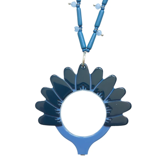 FLIPPAN'LOOK Blue Daisy Eyeglasses - Flower Power Reading Glasses Triple-Layer Acetate Front View
