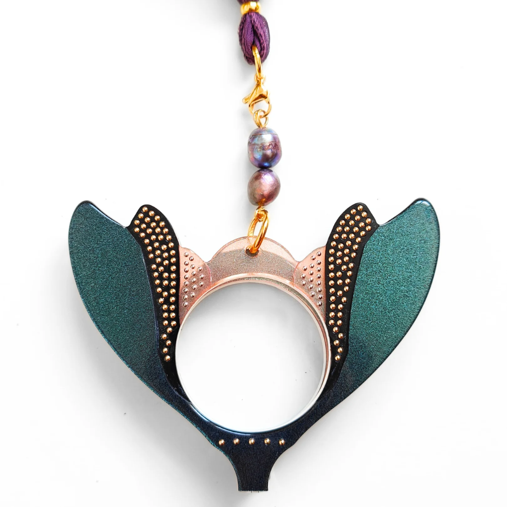 FLIPPAN'LOOK Blue Mosca Eyeglasses - Art Nouveau Iridescent Reading Glasses Front View
