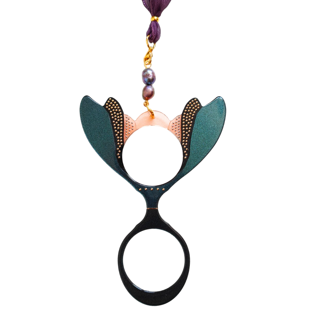 FLIPPAN'LOOK Blue Purple Iridescent Eyeglasses - Artisanal Art Nouveau Special Occasion Glasses
