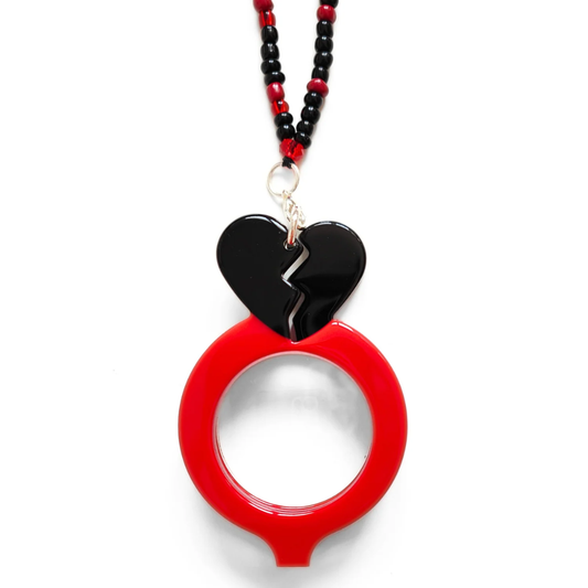 FLIPPAN'LOOK Broken Heart Eyeglasses Black Red - 15th Anniversary Foldable Reading Glasses Front View
