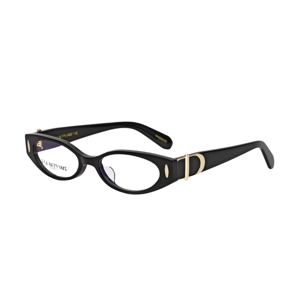 FOR ART'S SAKE CIGAR BLACK vintage style eyeglasses - side view showing sleek oval silhouette
